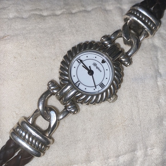 Vintage Brighton Savanna watch silver plate & brown leather strap # E - Picture 10 of 13